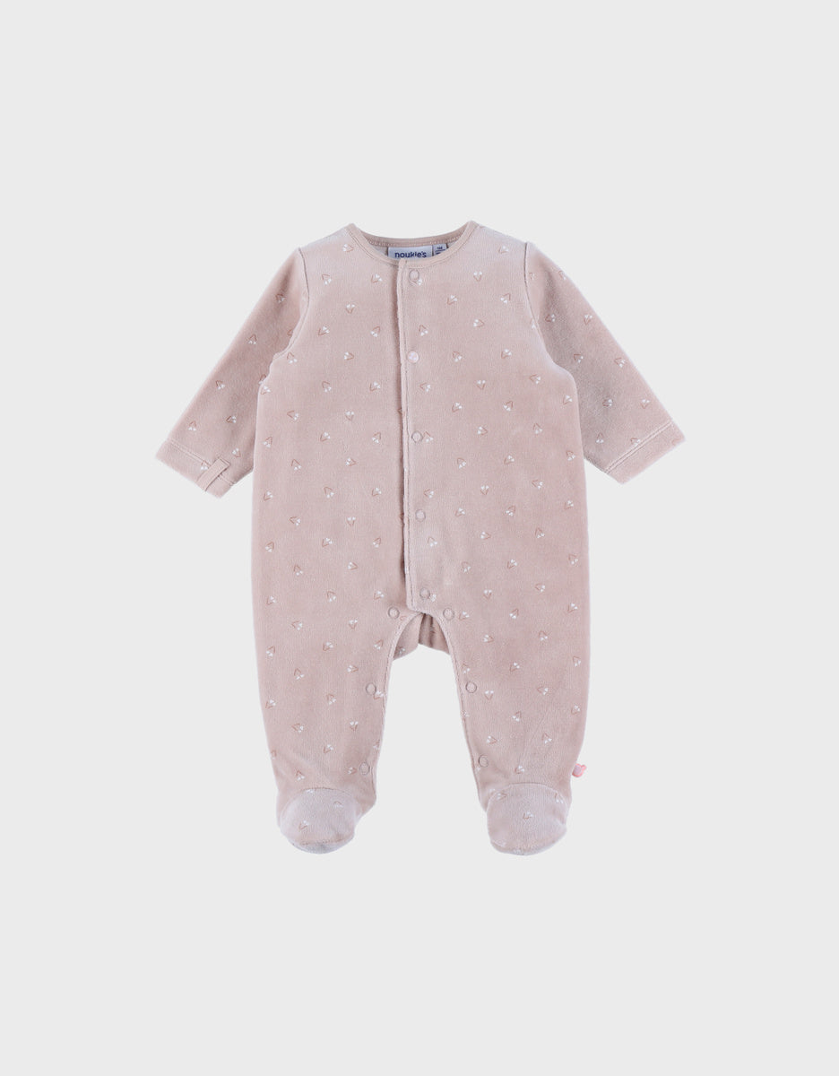 NOUKIES babypyjama NAPPY CAT - fluweel bedrukt - 6M