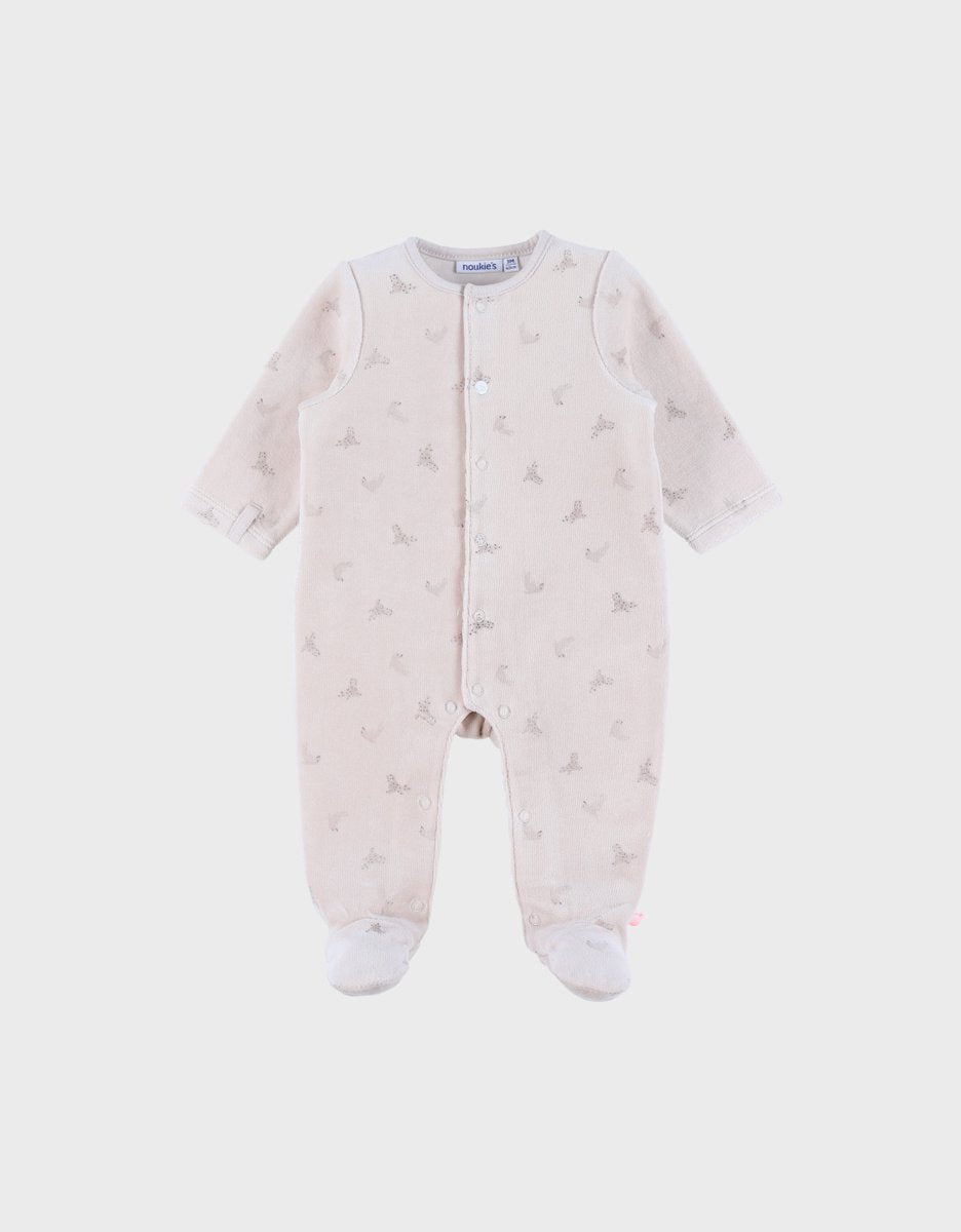NOUKIES babypyjama NEWBORN - fluweel zeehondprint - 3M