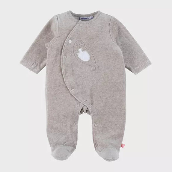 NOUKIES babypyjama NEWBORN - fluweel beige - 00M