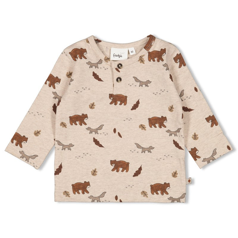 FEETJE Wild World B Longsleeve print - taupe mel.- 80