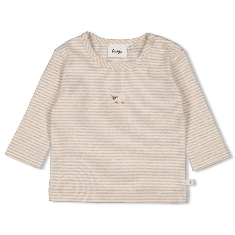 FEETJE Sleepy Sheepy U Longsleeve rib met streep - taupe mel.- 62