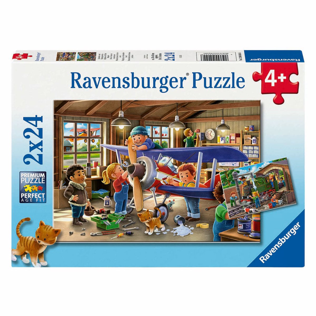 RAVENSBURGER Puzzel  - Airplane & train repair - 2x24st.