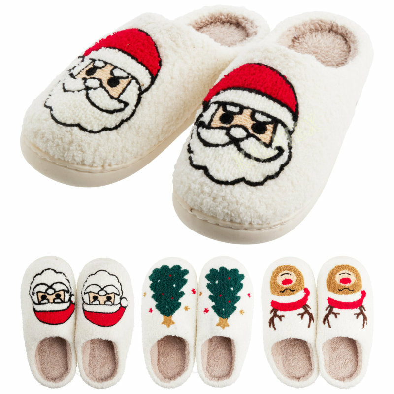 Kerst sloffen teddy - ass. (prijs per stuk)