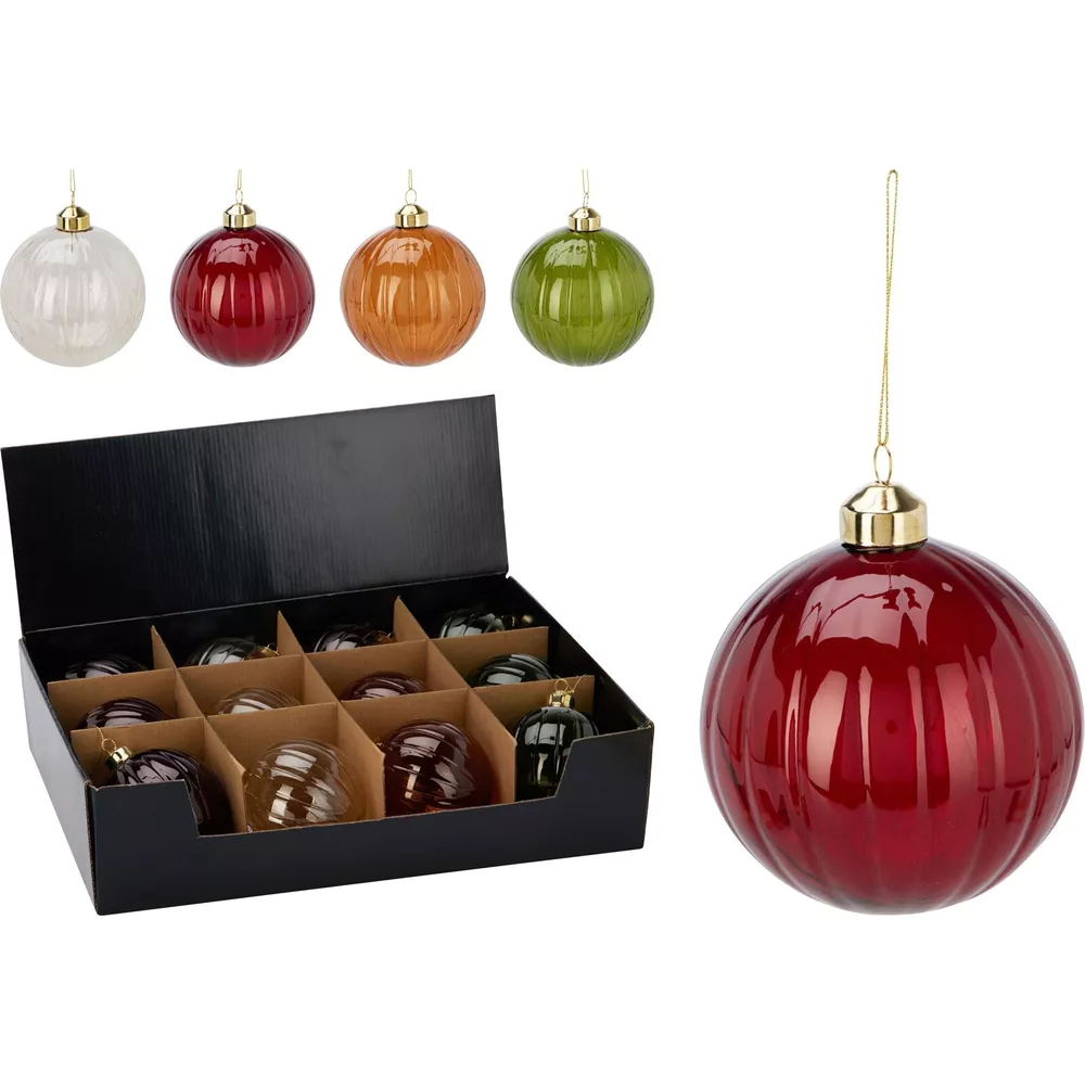 Kerstbal glas 10cm - ass. (prijs per stuk)