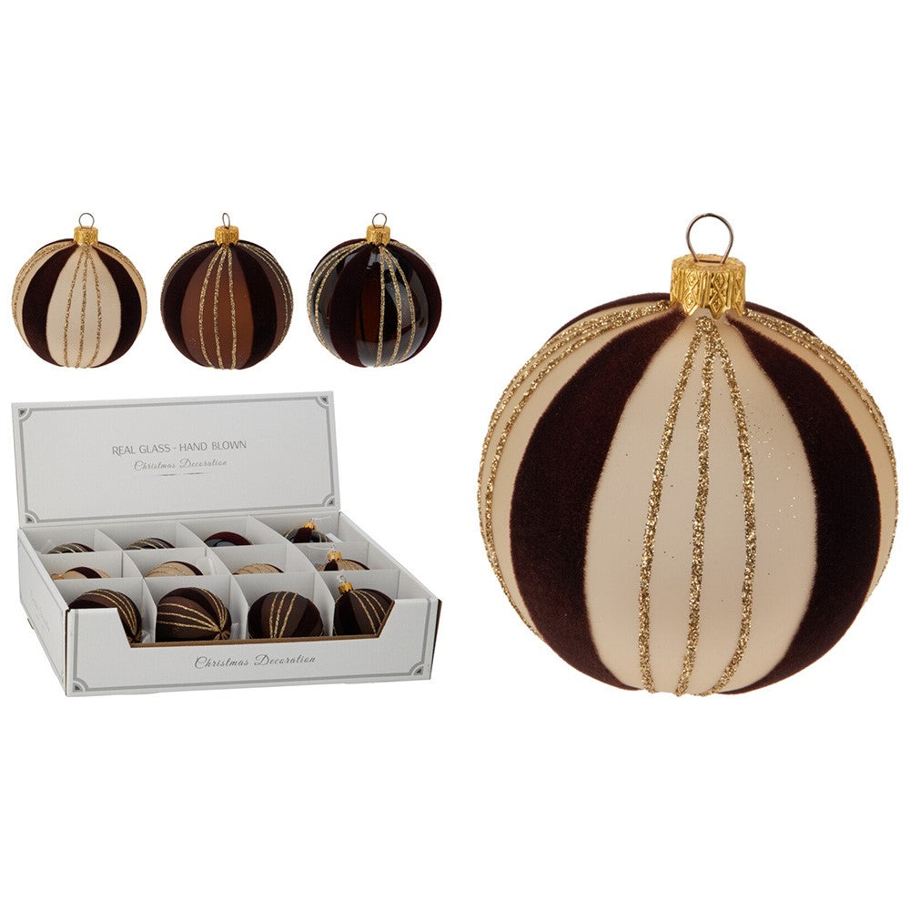 Kerstbal glas 80mm - ass. (prijs per stuk)