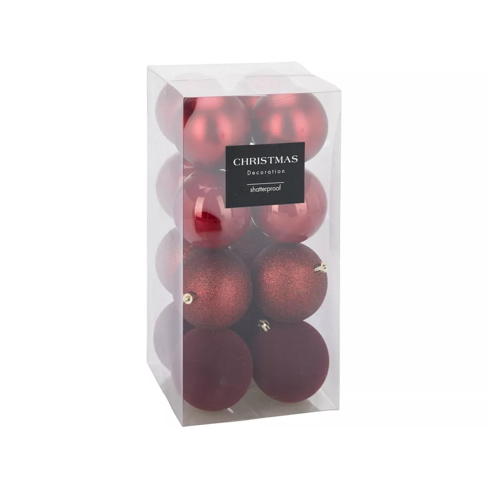 Kerstbal set/16 8cm - rood