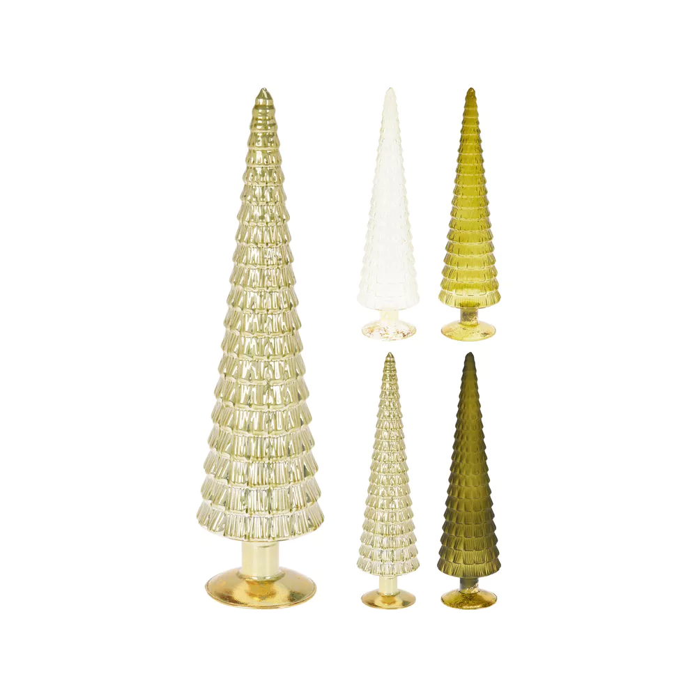 Kerstdeco boom glas 34cm - groen - ass. (prijs per stuk)