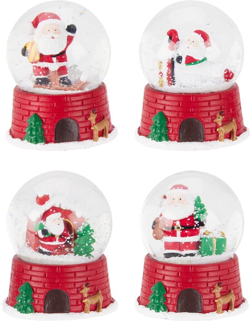 Kerstdeco sneeuwbol kerstman 65mm - ass. (prijs per stuk)