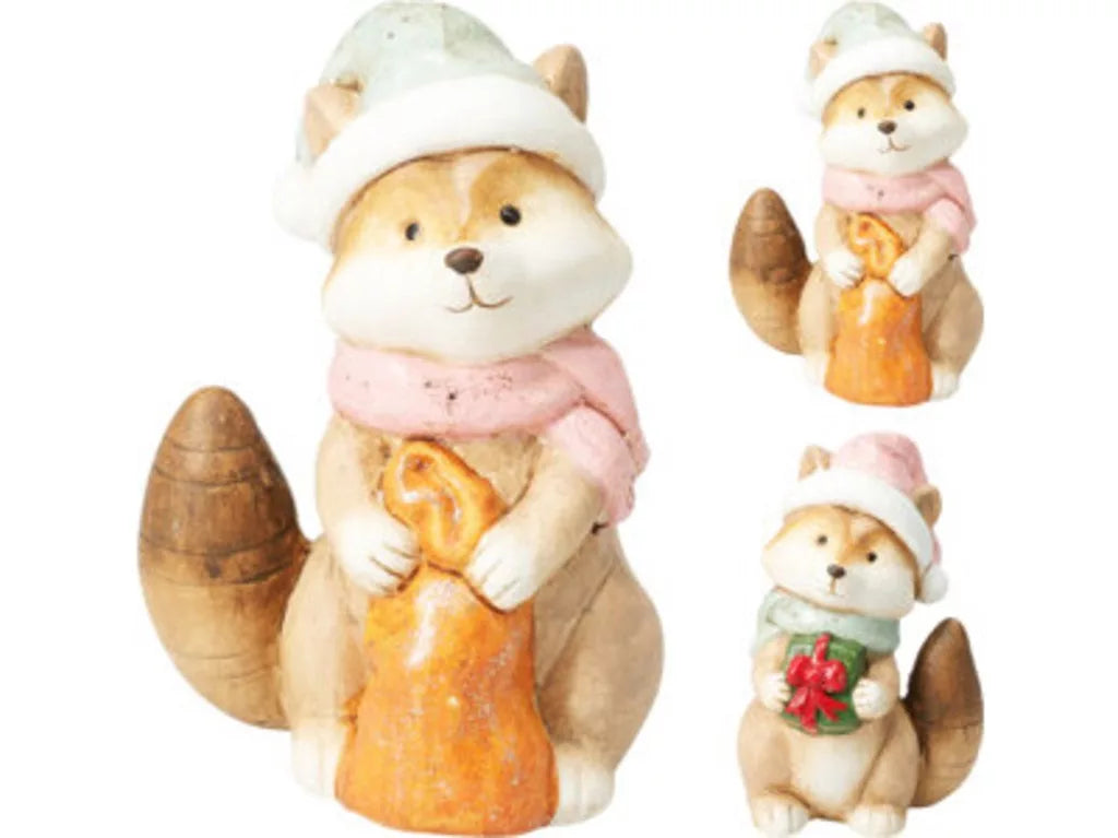 Kerstdeco vos staand 13cm - ass.