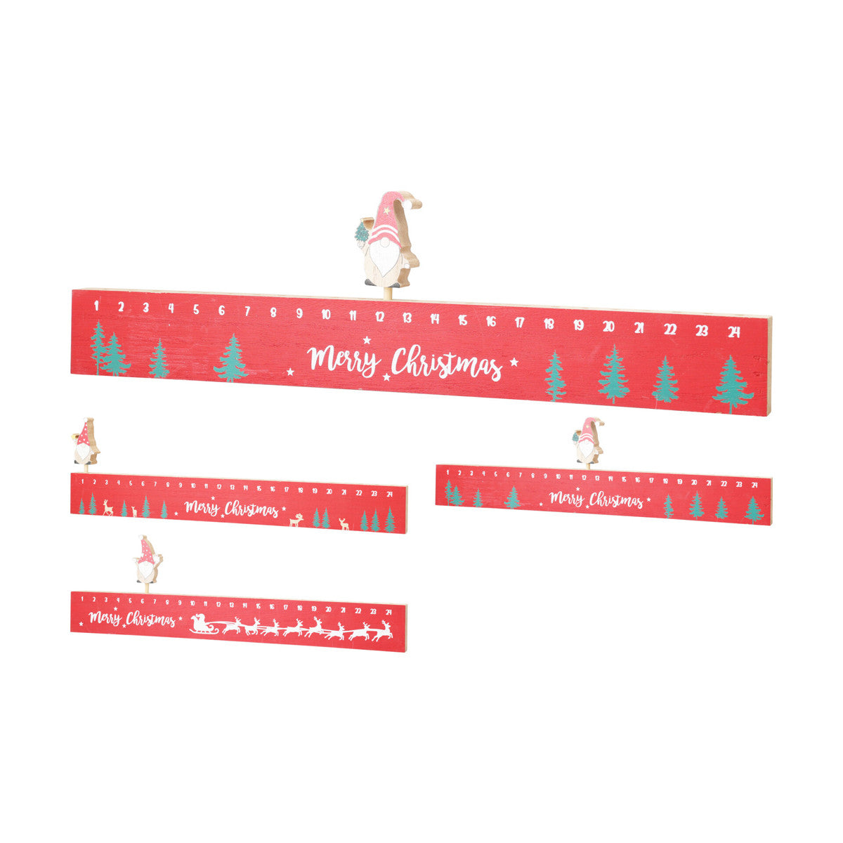 Adventkalender 40cm - rood - ass. (prijs per stuk)