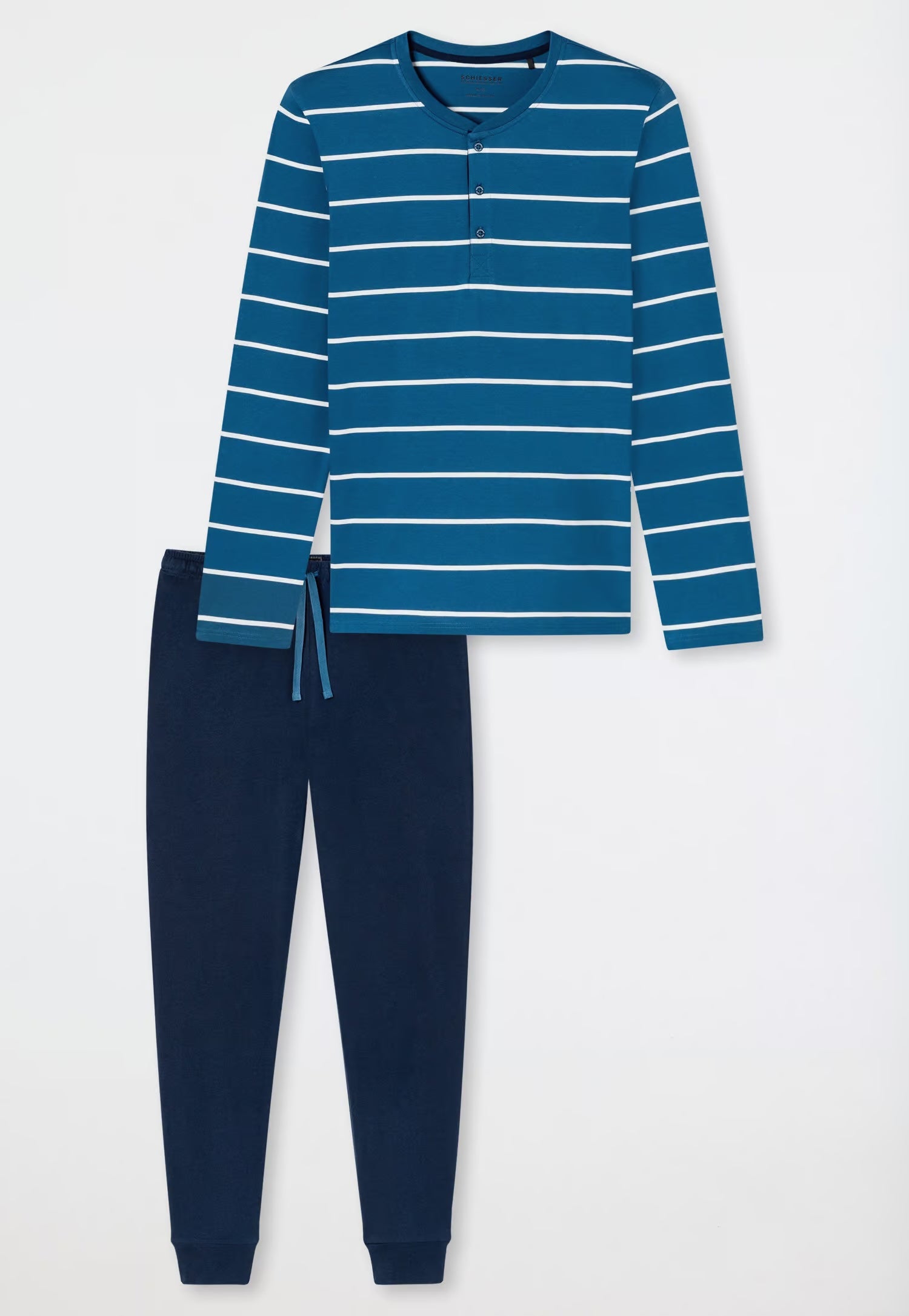 SCHIESSER Pyjama lang - blauw/streep - XXL