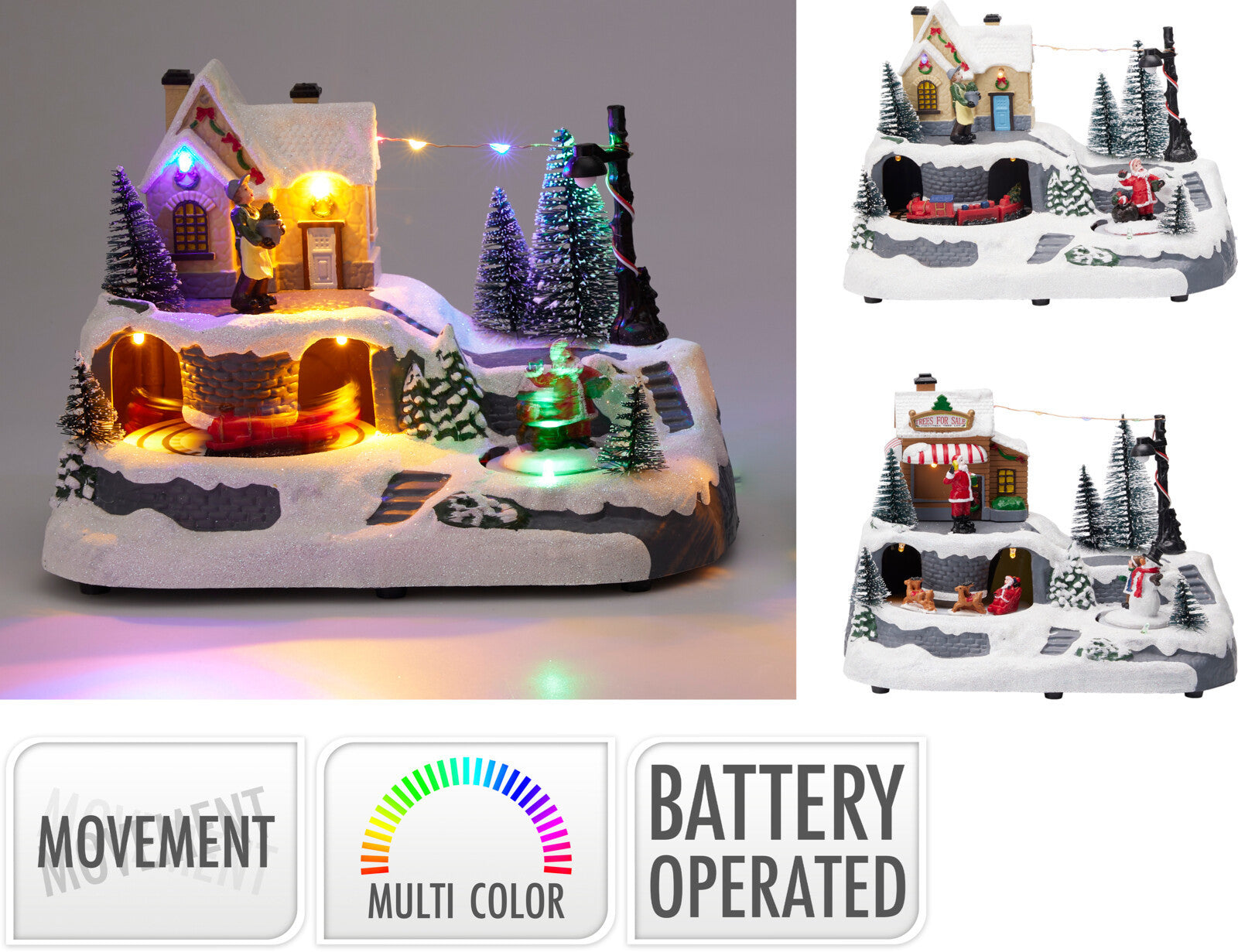 Wintertafereel LED 23cm - ass. (prijs per stuk)