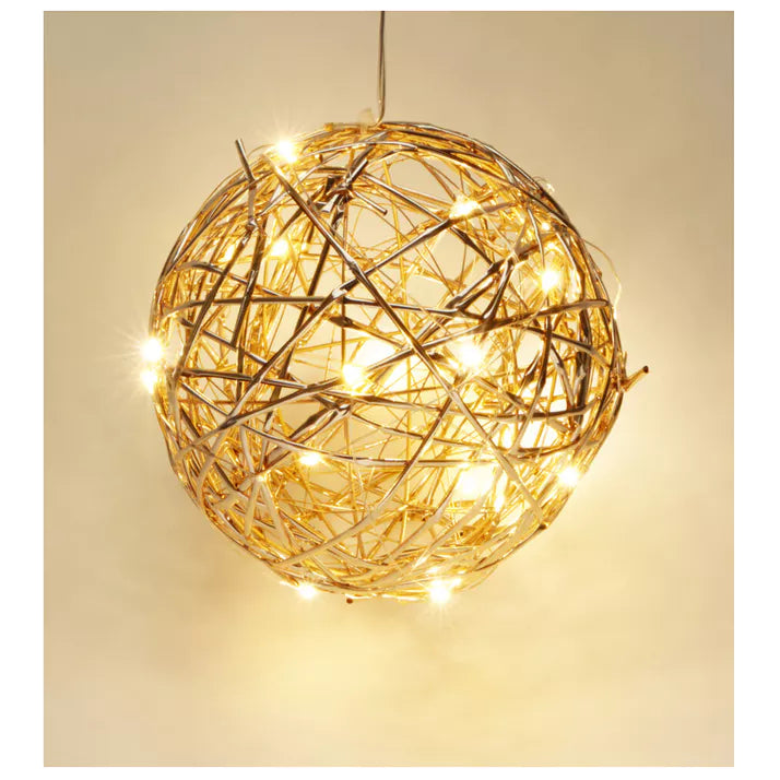 Kerstverlichting bal LED 15cm - champagne/goud