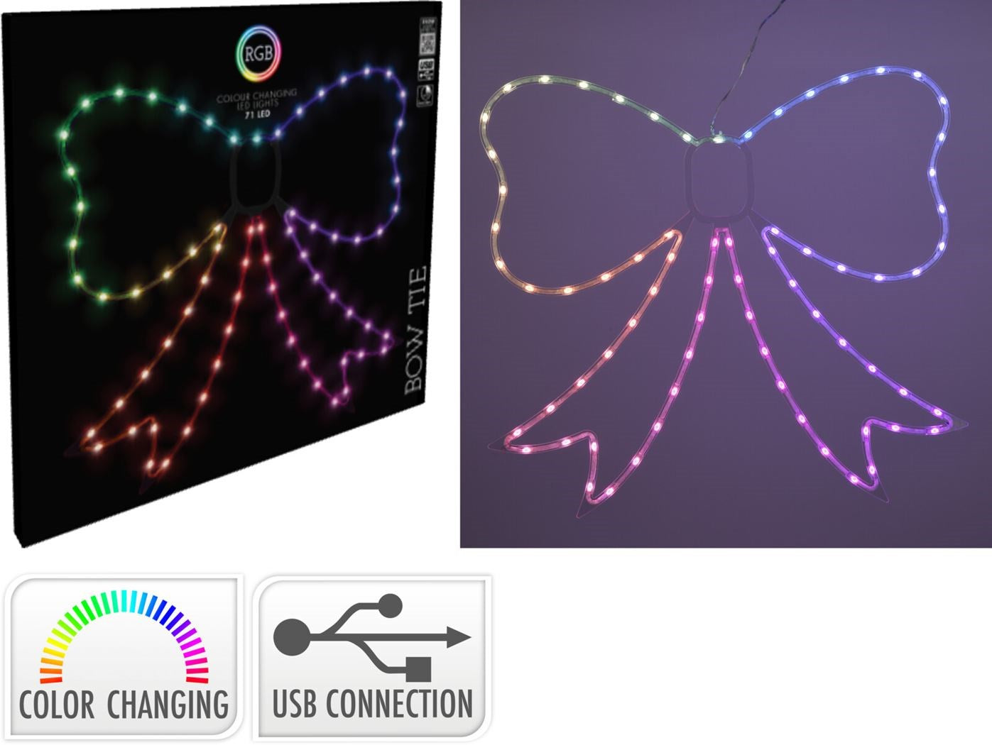 Kerstverlichting strik 71LED RGB