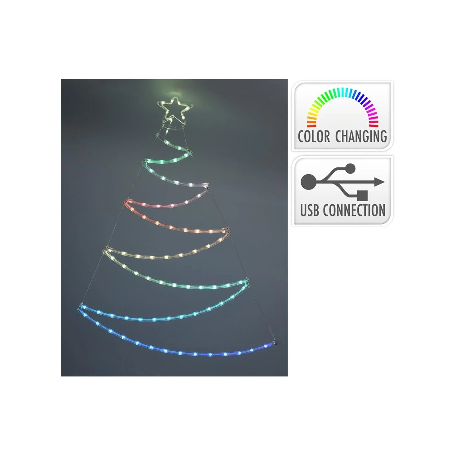 Kerstverlichting boom hangend 80LED RGB