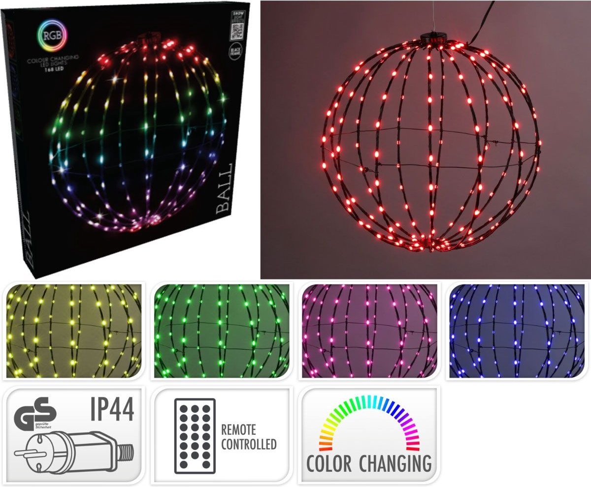 Kerstverlichting bal 168LED 40cm RGB