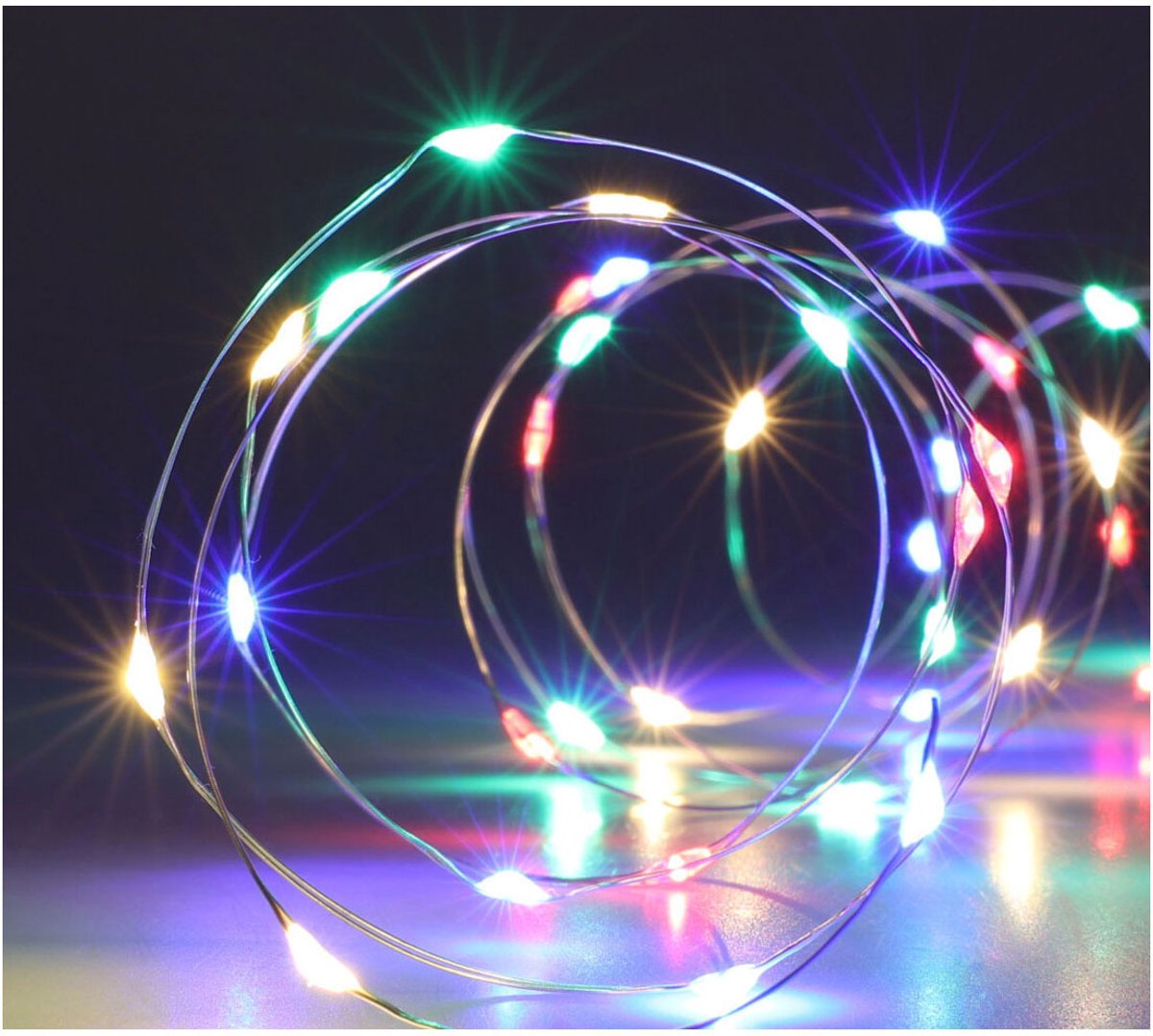 Kerstverlichting zilverdraad 40LED - multi color
