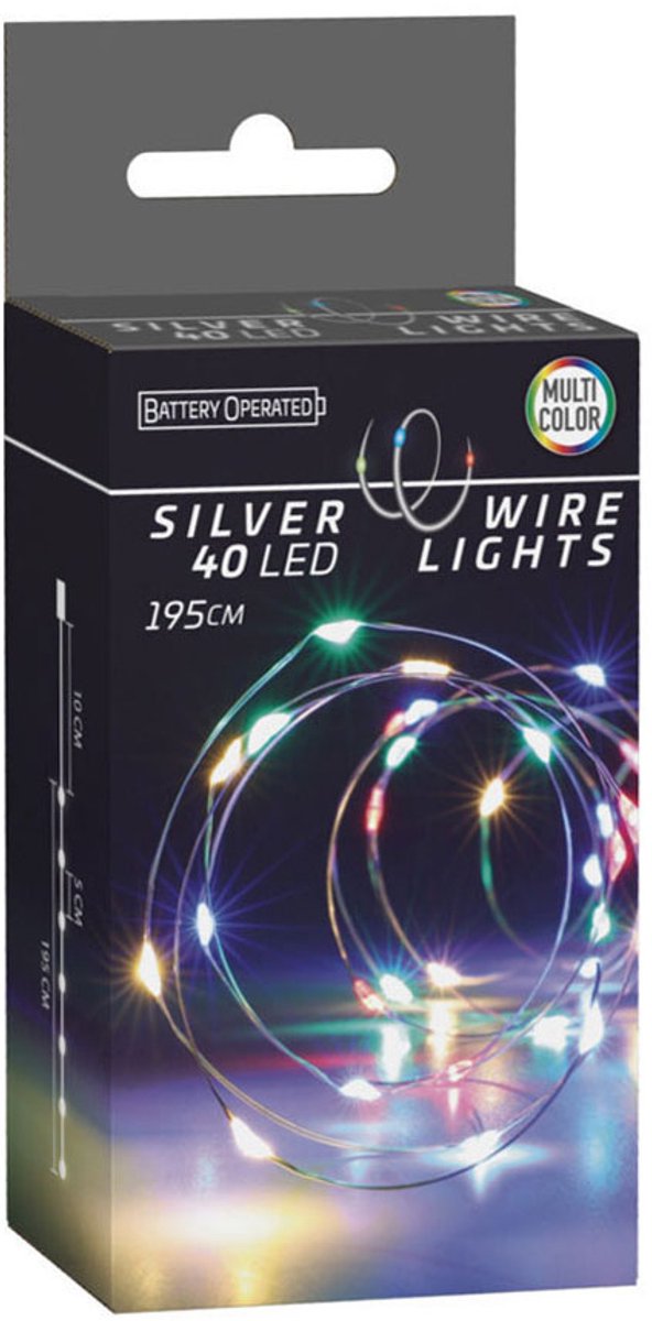 Kerstverlichting zilverdraad 40LED - multi color