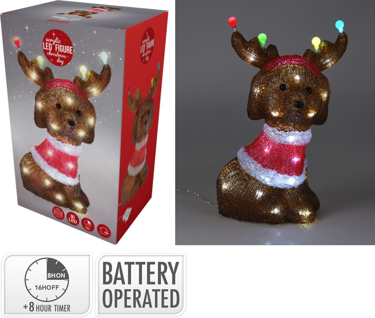 Kerstverlichting hond acryl LED 35cm