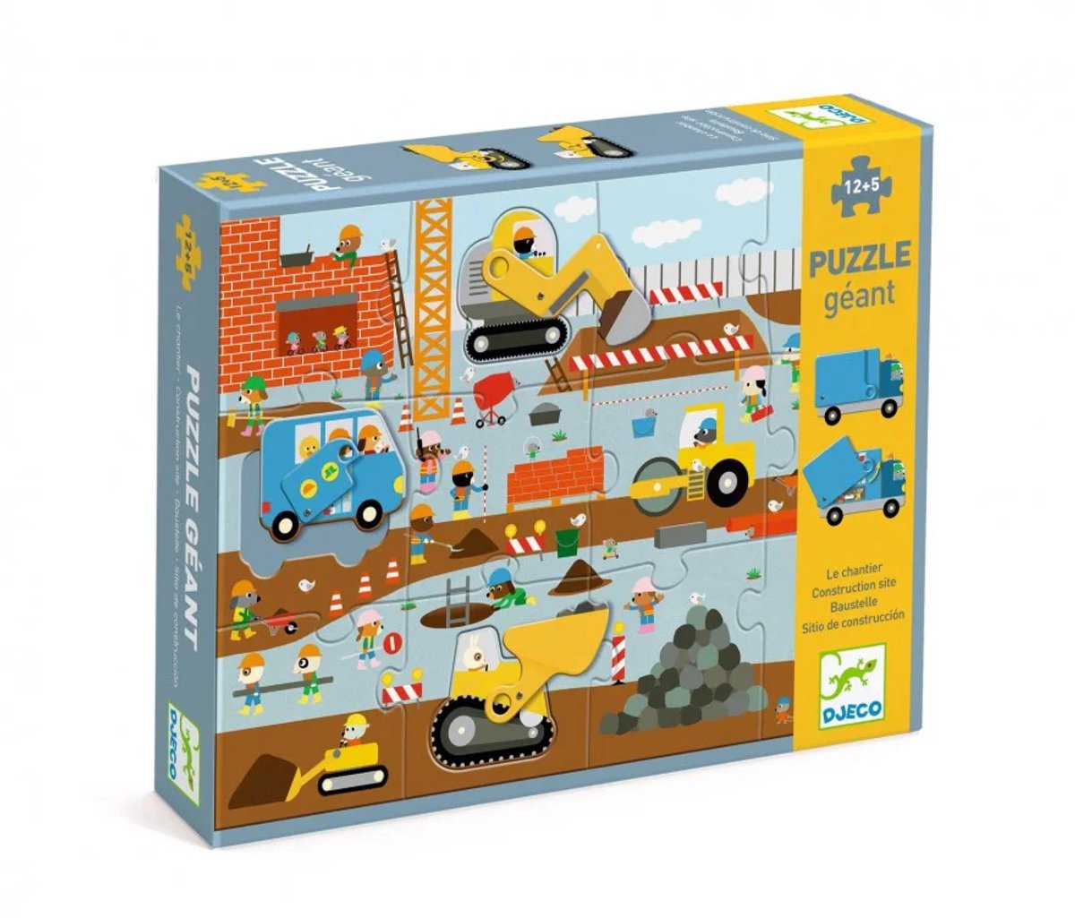 DJECO Puzzel geant - de bouwplaats 12st. + 5st.