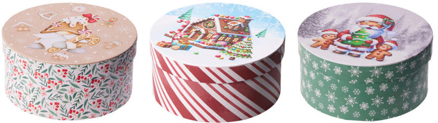 Kerst geschenkdoos rond - ass. (prijs per stuk)