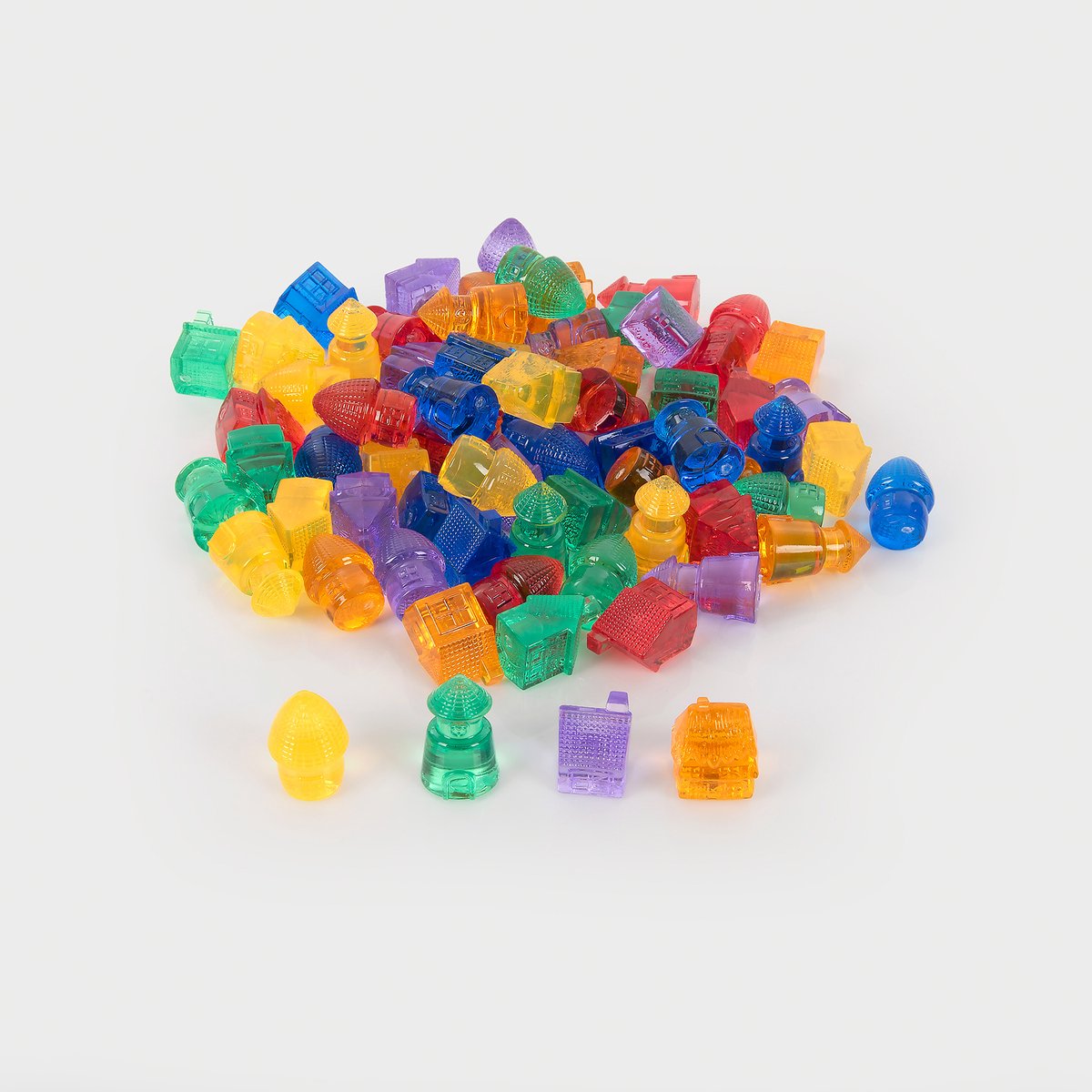 TICKIT Doorschijnende kleurrijke huizen 24st.