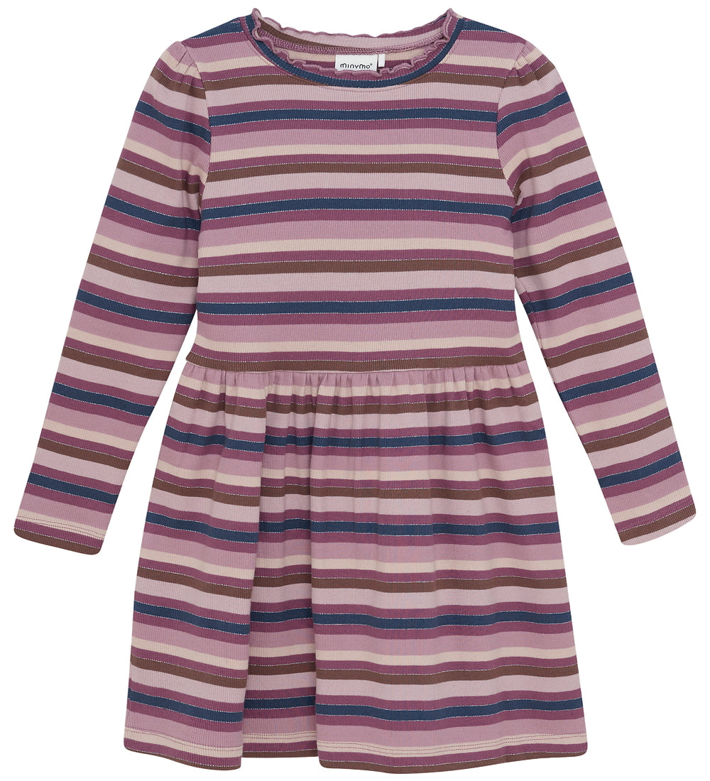 MINYMO G Dress LS glitter rib - rose brown - 116
