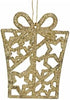 Kersthanger kunststof gift glitter 8x10cm - goud