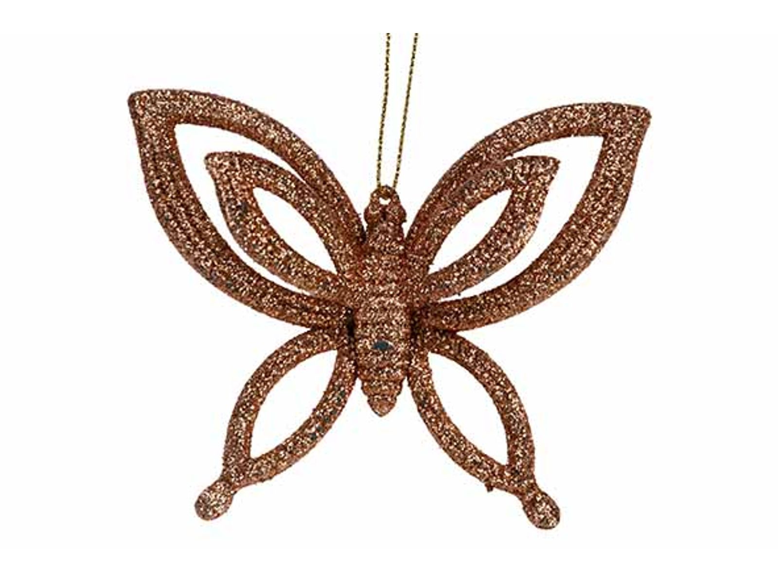Kersthanger kunststof butterfly glitter 10cm - koper