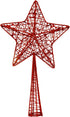 Kerstboompiek kunststof ster glitter - 12x4x28cm - rood