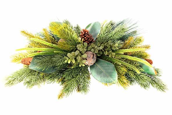 Kerststuk kunststof pinecone bells 22x64cm - groen