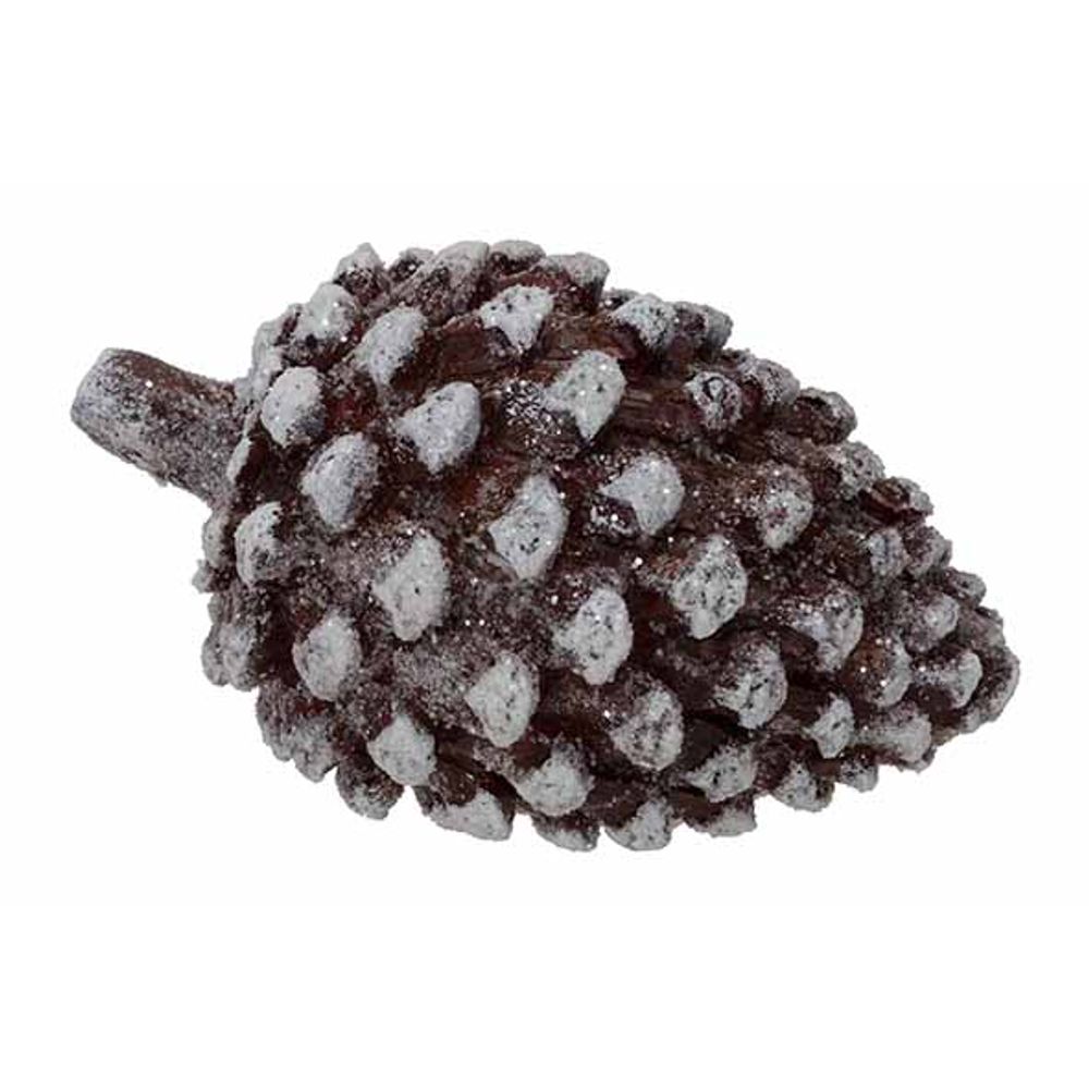 Kerstdeco dennenappel polyresin antique finish 8x13cm - zilver