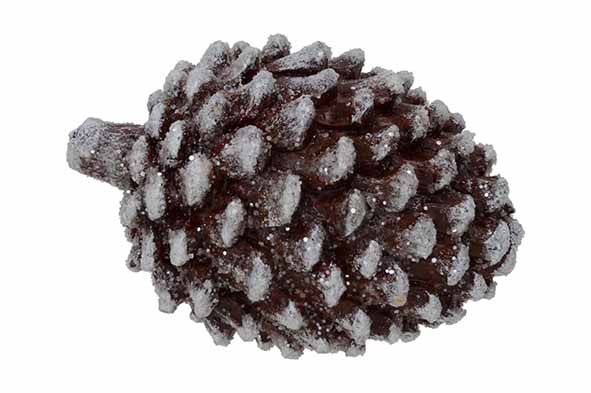 Kerstdeco dennenappel polyresin antique finish 5.5x8.5cm - zilver