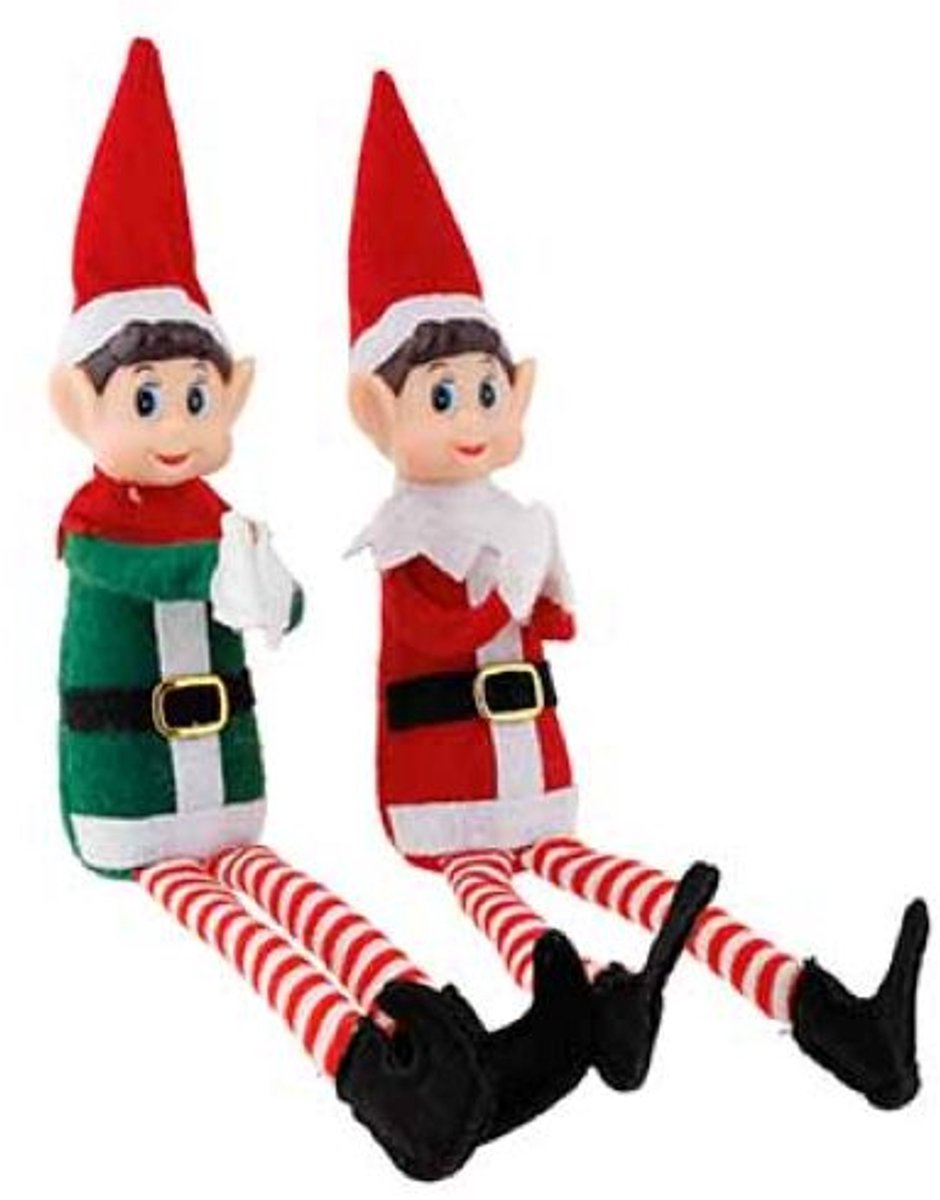 Kerstfiguur elf textiel 36cm - rood/groen - ass. (prijs per stuk)