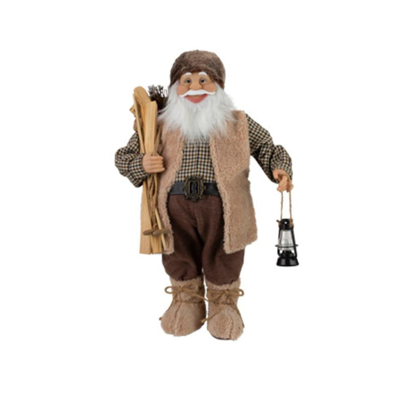 Kerstman polyester fur 20x13x31cm - bruin