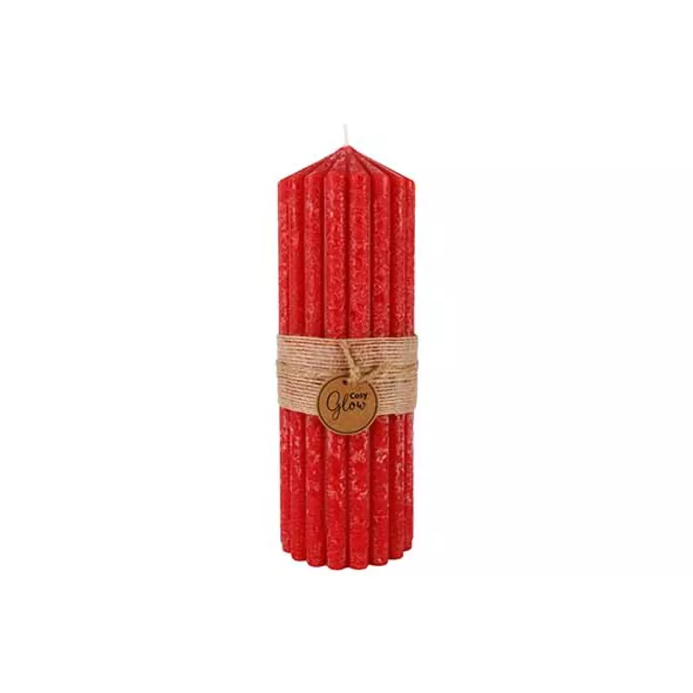Kerst kaars ribble 90h 7x20cm - rood