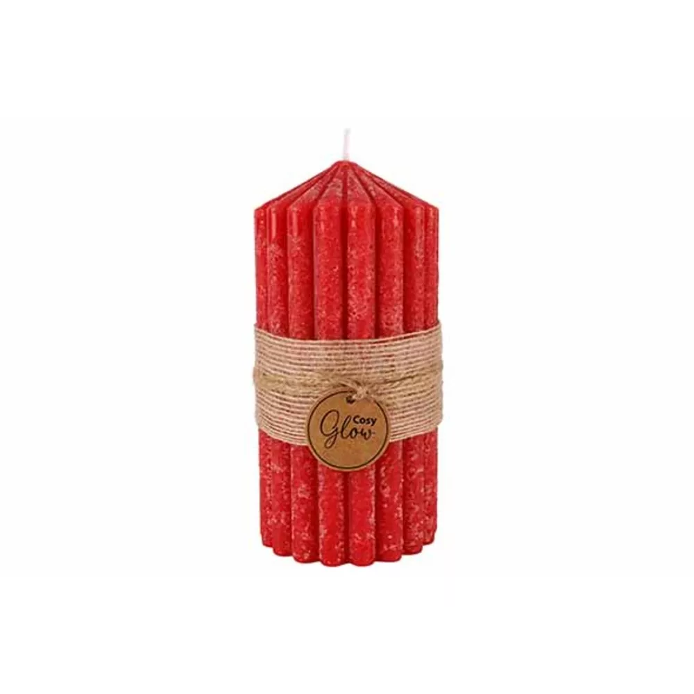 Kerst kaars ribble 60h 7x14cm - rood