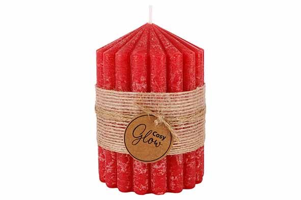 Kerst kaars ribble 40h 7x10cm - rood