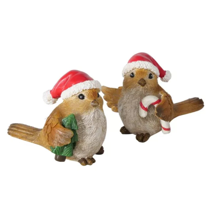 Kerstdeco vogel Fenna polyresin - bruin - ass. (prijs per stuk)