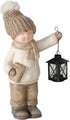 Kerstdeco Charlie jongen met lantaarn 40cm - beige