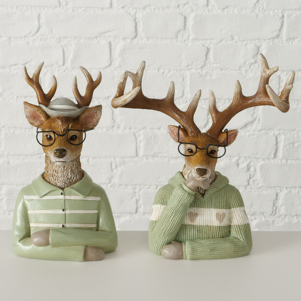 Kerstfiguur rendier Denys 25cm - beige/buin/groen - ass. (prijs per stuk)