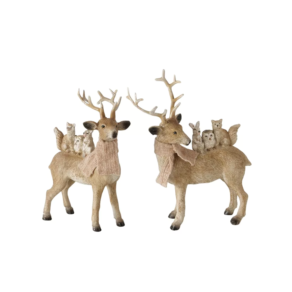 Kerstfiguur Kasimir rendier/uil/konijn/vos 15.5cm - bruin - ass. (prijs per stuk)