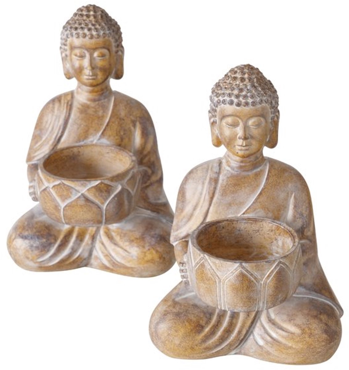 Theelichthouder Legolas Buddha 14x9cm - ass. (prijs per stuk)