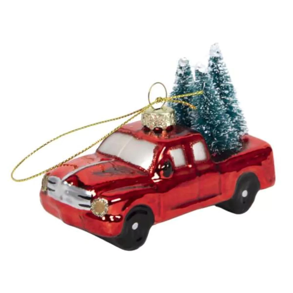 Glazen kerstbal figuur auto 8cm