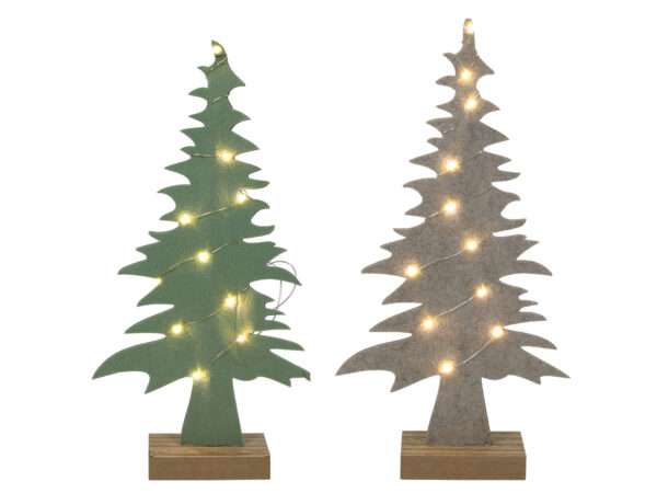 Kerstboom vilt beige/l.groen led draad