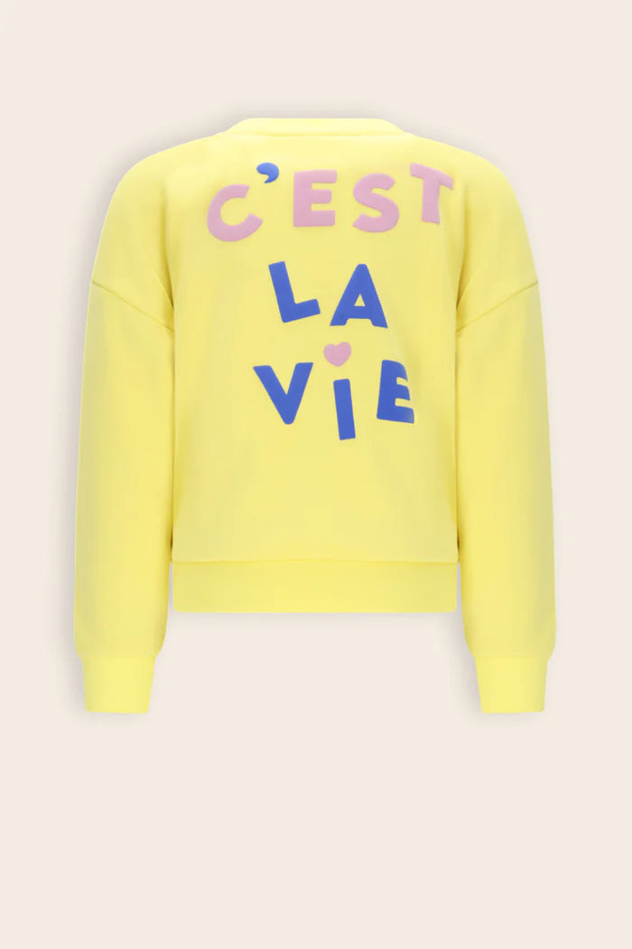 NONO G Konono sweater furry "C'est la vie"- light lemon - 122/128