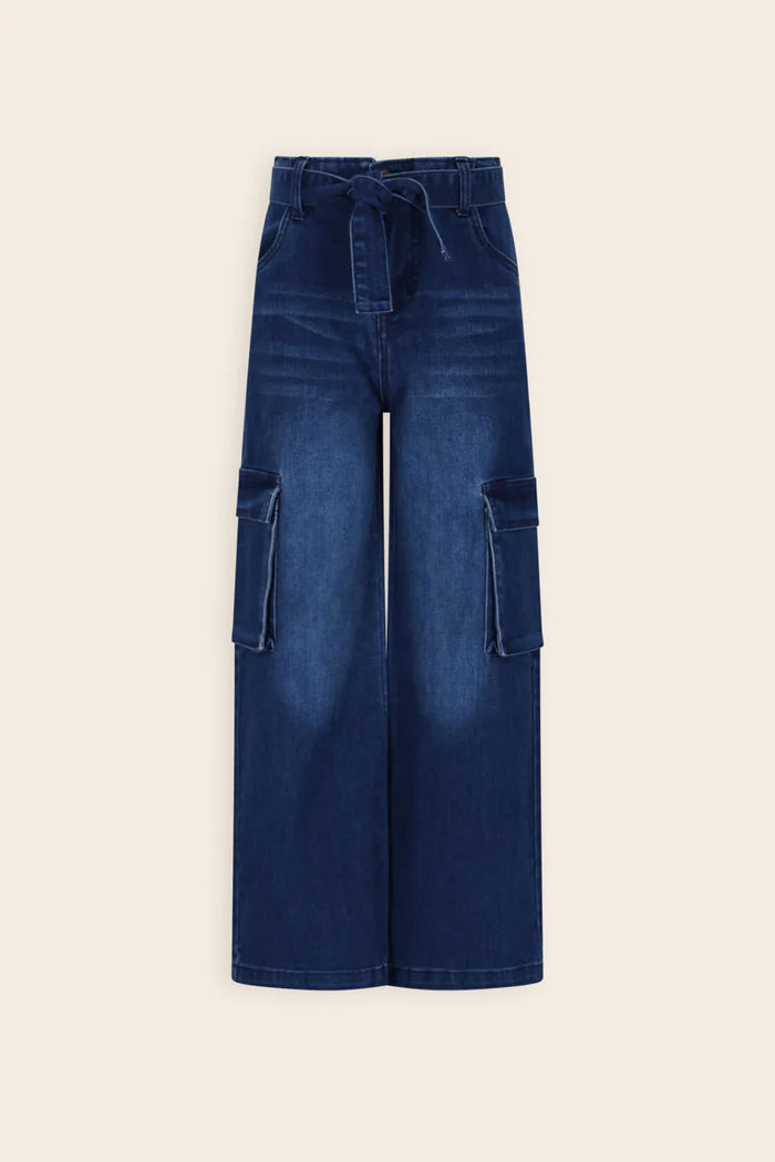 NONO G Saar cargo broek - nautical blue denim - 146/152