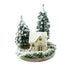 Kerst snowy house with 2 pines & LED batt