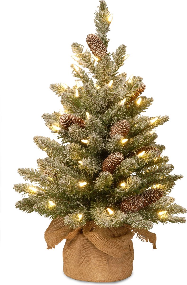 Kerstboom snowy Concolor burlap w/ cones - 50L 61cm