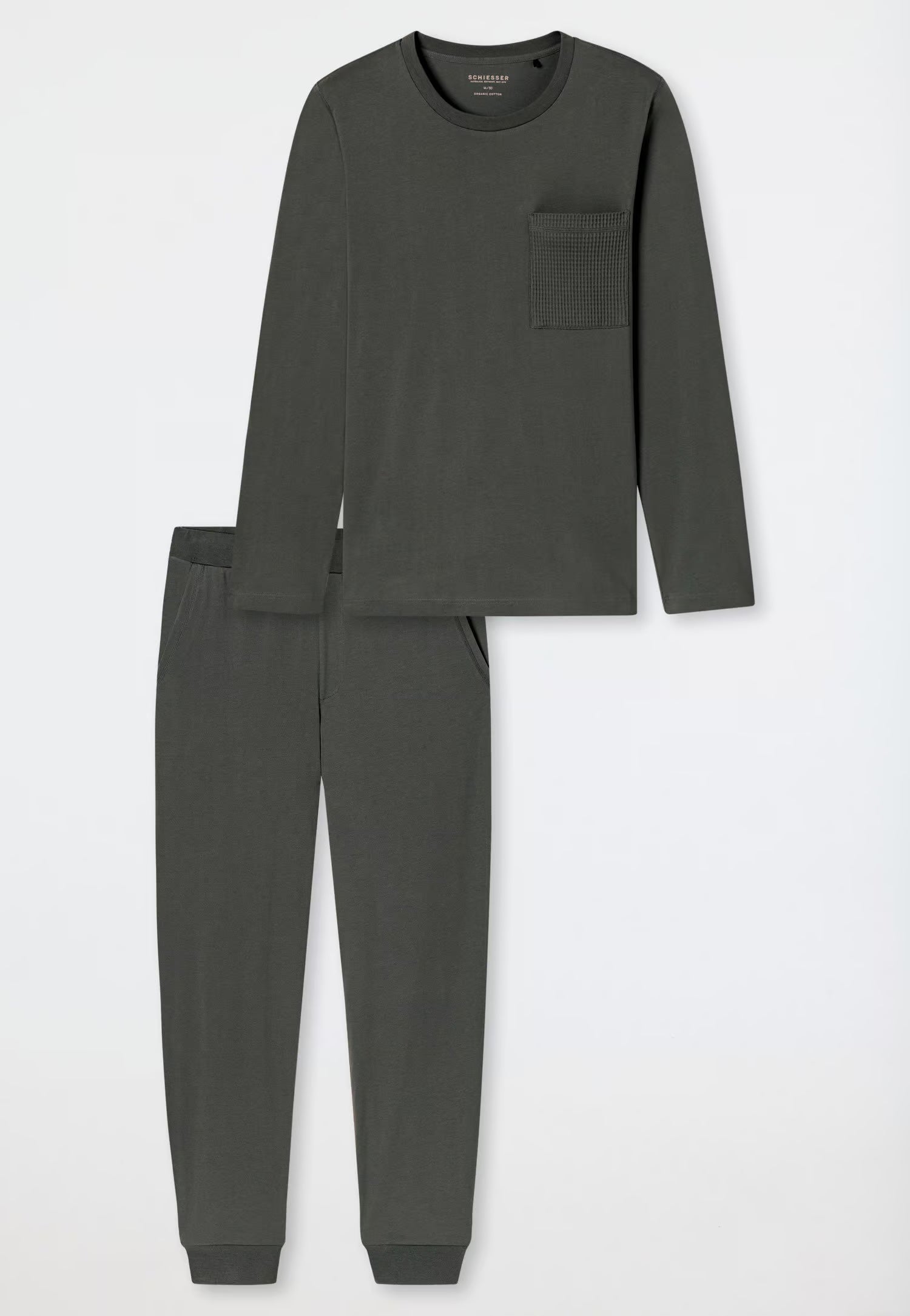 SCHIESSER Heren pyjama lang - donkergroen - M